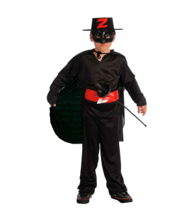 Disfraz de Bandido, Mono de color negro con sombrero para niños para carnaval, halloween y celebraciones. Talla  7 - 9 años