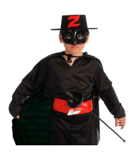 Disfraz de Bandido, Mono de color negro con sombrero para niños para carnaval, halloween y celebraciones. Talla  7 - 9 años