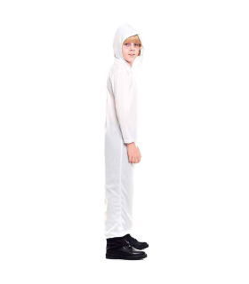 Tradineur - Túnica infantil con capucha - Fibra sintética - Ideal para las fiestas de disfraces - Carnaval, Halloween, cosplay - Talla para 7 a 9 años - Color Blanco