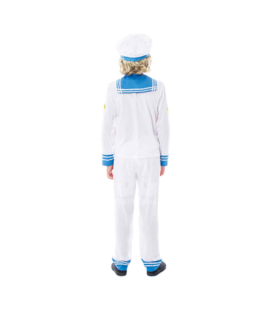 Disfraz de marinero color blanco con detalles azules de 10 a 12 años para las fiestas carnavales, fiestas, celebraciones.