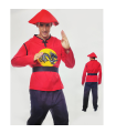 Disfraz de chino con sombrero, camiseta, pantalón y cinturón, fibra sintética, carnaval, halloween, cosplay, fiestas, adulto unisex, talla M