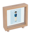 Tradineur - Hucha de Primera Comunión, madera y cristal estampado, personalizable con foto de 13,3 x 13,3 cm, regalo orignal, 16,5 x 15 x 5 cm (Color madera - Niño)