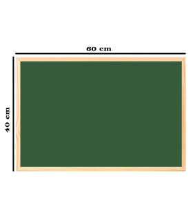 Tradineur - Pizarra con 2 tizas blancas y borrador, marco de madera, fácil de borrar y colocar, incluye hembrillas para colgar, ideal para colegios, oficinas (Verde - 40 x 60 cm)