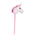 Tradineur - Cabeza de unicornio con palo, incluye sonido realista, peluche musical para montar, juguete infantil, funciona con pilas, niños, 66 cm, color aleatorio