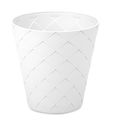 Tradineur - Maceta redonda - Diseño Palm (Ø 16 cm) - Fabricado en plástico - Ideal para jardín exterior, terraza o balcón - Color Blanco Roto