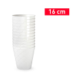 Tradineur - Maceta redonda - Diseño Palm (Ø 16 cm) - Fabricado en plástico - Ideal para jardín exterior, terraza o balcón - Color Blanco Roto