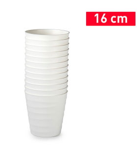 Tradineur - Maceta redonda - Diseño Desert (Ø 16 cm) - Fabricado en plástico - Ideal para jardín exterior, terraza o balcón - Color Blanco Roto