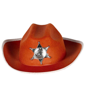 Tradineur - Sombrero vaquero de sheriff infantil - Fabricado en poliéster - Complemento para carnaval, halloween, fiestas y celebraciones - 10 x 24 x 32 cm