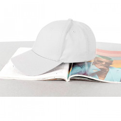 Tradineur - Gorra de adulto clásica con ajuste posterior regulable, 100% poliéster, accesorio deporte, skate, aire libre (Blanco