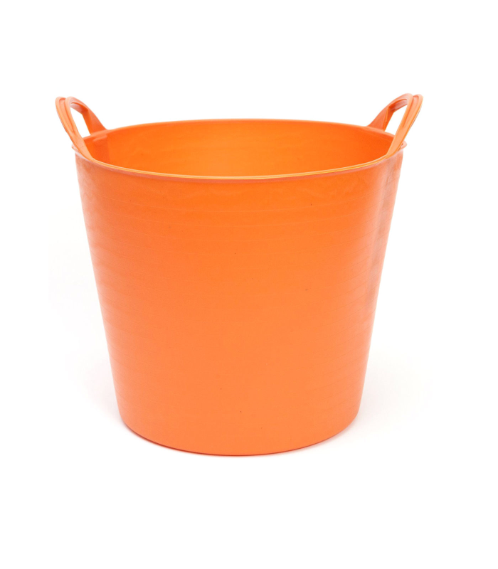 Tradineur - Capazo de plástico 26 L, 30 x 33 cm de color naranja para distintos usos. Cesto, cubo flexible, contenedor multifuncional, establo, jardín, alimentación de animales, mezcla, limpieza