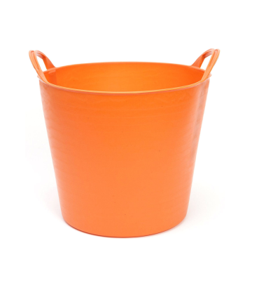 Tradineur - Capazo de plástico 26 L, 30 x 33 cm de color naranja para distintos usos. Cesto, cubo flexible, contenedor multifuncional, establo, jardín, alimentación de animales, mezcla, limpieza