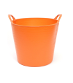 Tradineur - Capazo de plástico 26 L, 30 x 33 cm de color naranja para distintos usos. Cesto, cubo flexible, contenedor multifuncional, establo, jardín, alimentación de animales, mezcla, limpieza