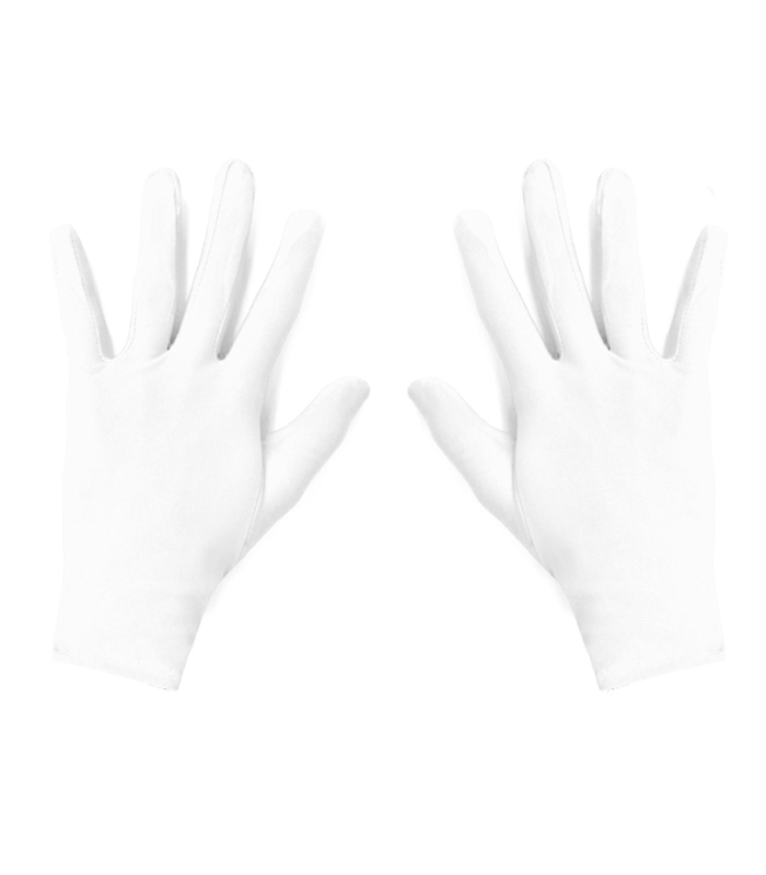 Tradineur - Guantes cortos de niños para disfraz, 100% poliéster, accesorio de carnaval, halloween, cosplay, fiestas, cumpleaños (Blanco, infantil, talla única)