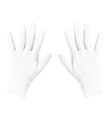 Tradineur - Guantes cortos de niños para disfraz, 100% poliéster, accesorio de carnaval, halloween, cosplay, fiestas, cumpleaños (Blanco, infantil, talla única)