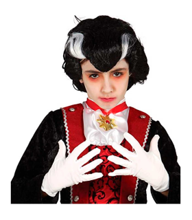 Tradineur - Guantes cortos de niños para disfraz, 100% poliéster, accesorio de carnaval, halloween, cosplay, fiestas, cumpleaños (Blanco, infantil, talla única)