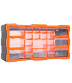 Tradineur - Caja organizadora de herramientas, multiclasificador con 22 cajones dobles transparentes, plástico, modulo, estante para tornillos, bricolaje - 49,5 x 25,5 x 16 cm