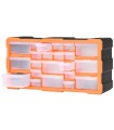 Tradineur - Caja organizadora de herramientas, multiclasificador con 22 cajones dobles transparentes, plástico, modulo, estante para tornillos, bricolaje - 49,5 x 25,5 x 16 cm