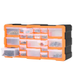 Tradineur - Caja organizadora de herramientas, multiclasificador con 22 cajones dobles transparentes, plástico, modulo, estante para tornillos, bricolaje - 49,5 x 25,5 x 16 cm