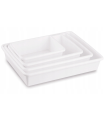 Tradineur - Set de 4 bandejas frigoríficas de almacenamiento, plástico, reutilizables, servir comida, aperitivos, fabricado en España - 890 ml + 1,65 l + 3 l + 4 l - Blanco