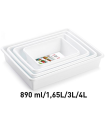 Tradineur - Set de 4 bandejas frigoríficas de almacenamiento, plástico, reutilizables, servir comida, aperitivos, fabricado en España - 890 ml + 1,65 l + 3 l + 4 l - Blanco