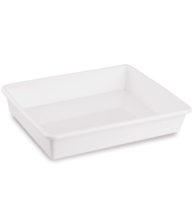 Tradineur - Set de 4 bandejas frigoríficas de almacenamiento, plástico, reutilizables, servir comida, aperitivos, fabricado en España - 890 ml + 1,65 l + 3 l + 4 l - Blanco