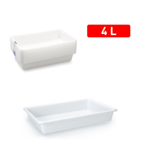 Tradineur - Bandeja frigorífica de almacenamiento, plástico, reutilizable, servir comida, aperitivos, fabricado en España - 4 litros - 35 x 27,5 x 6 cm – Blanco