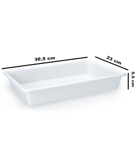 Tradineur - Bandeja frigorífica de almacenamiento, plástico, reutilizable, servir comida, aperitivos, fabricado en España - 2,5 litros - 30,5 x 23 x 5,5 cm – Blanco