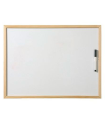 Tradineur - Pizarra blanca con marco de madera, incluye rotulador, fácil de borrar, ligera, ideal para colegios, tiendas, hogares, oficinas, 60 x 90 cm