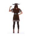 Tradineur - Disfraz de vikinga para adulto, poliéster, incluye cinta con cuernos, vestido y cinturón, atuendo de carnaval, Halloween, cosplay (Mujer, Talla L)