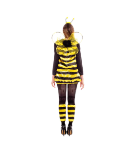 Disfraz abeja, fibra sintética, incluye vestido, diadema, alas y calentadores, accesorios no incluidos, carnaval halloween, adulto, talla S