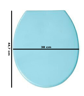 Tradineur - Tapa universal de WC, asiento de polipropileno para inodoro, bisagras ajustables, montaje rápido, fácil de limpiar (Azul claro, 44,7 x 38 cm)