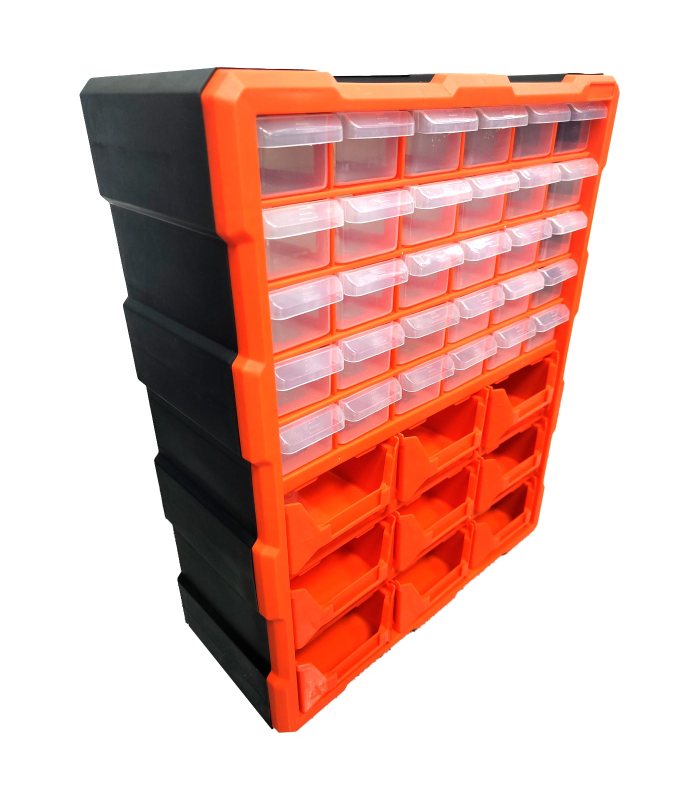 Tradineur - Organizador Multiusos con separadores N.º 39 - Incluye 39 Compartimentos - Almacenamiento de herramientas,tornillos y accesorios - 47,5 x 38 x 16 cm