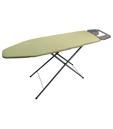 Tradineur - Tabla de planchar, 100% algodón, altura regulable, estructura metálica, soporte para plancha y patas antideslizantes, 110 x 32 x 75-90 cm, diseño aleatorio