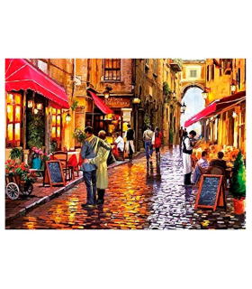 Puzzle 1000 piezas Coffee Street, rompecabezas clásico para adultos 70 x 50 cm, jigsaw puzzle a partir de 14 años, juego educativo, reto creativo, paisaje decorativo, aficiones