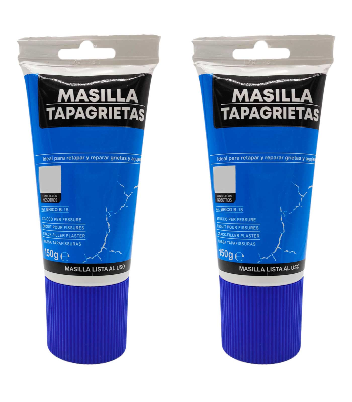 Tradineur - Pack de 2 tubos de masilla tapagrietas, retapado de grietas, reparación agujeros, uso interior, albañilería, bricolaje - 150 g