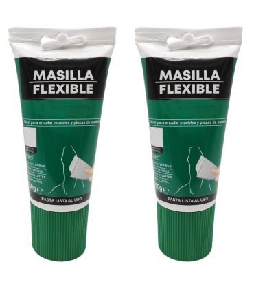 Tradineur - Pack de 2 tubos de masilla flexible, encolar muebles y piezas de madera, soportes absorbentes, uso exterior, albañilería, bricolaje - 150 g