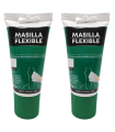 Tradineur - Pack de 2 tubos de masilla flexible, encolar muebles y piezas de madera, soportes absorbentes, uso exterior, albañilería, bricolaje - 150 g