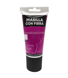 Tradineur - Pack de 2 tubos de masilla con fibra, retapado, reparación de grietas, fisuras en movimiento, uso exterior, albañilería, bricolaje - 150 g