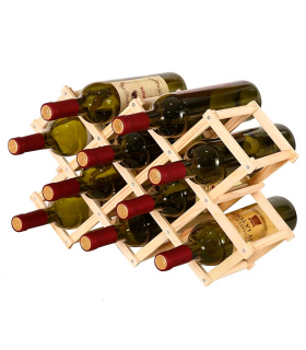 Tradineur - Botellero de madera plegable, soporte organizador de botellas de vino, almacenamiento, exhibición de vinos, barra de bar, cerveza, cocina (10 botellas)