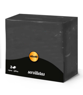 Tradineur - Pack de 50 servilletas de papel, 2 capas, biodegradables, reciclables, muy suaves, fiestas, decoración de Navidad (Negro - 40 x 40 cm)