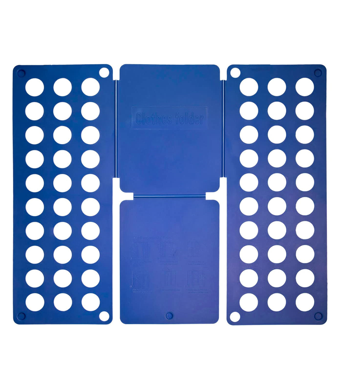 Tradineur - Doblador de ropa plegable de plástico, tabla para doblar prendas, placa de ayuda, plegar camisetas, jerséis, pantalones (Azul, 59 x 70 cm)