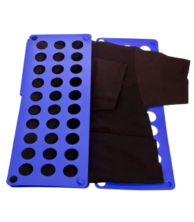 Tradineur - Doblador de ropa plegable de plástico, tabla para doblar prendas, placa de ayuda, plegar camisetas, jerséis, pantalones (Azul, 59 x 70 cm)