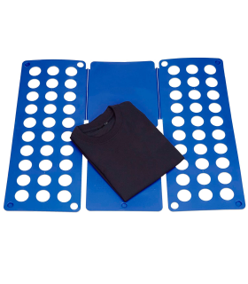 Tradineur - Doblador de ropa plegable de plástico, tabla para doblar prendas, placa de ayuda, plegar camisetas, jerséis, pantalones (Azul, 59 x 70 cm)