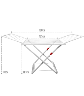 Tradineur - Tendedero plegable de resina con alas, 20 metros de espacio de tendido, soporte para tender la ropa en interior o exterior, color blanco