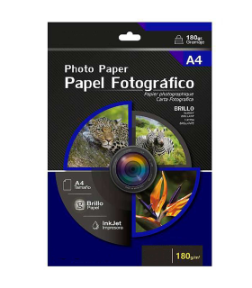 Tradineur - Papel fotográfico brillante, A4, apto para impresora de inyección de tinta, 180 g/m2, modelo universal, impresión colores vivos (100 hojas)