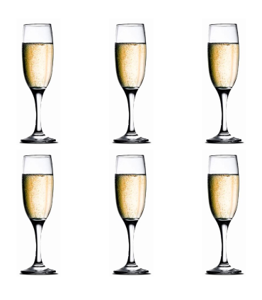 Tradineur - Set de 6 copas de cava de cristal, modelo Imperial, champán, cócteles, resistentes, aptas para lavavajillas, celebraciones (21 cl, 21 cm)