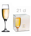 Tradineur - Set de 6 copas de cava de cristal, modelo Imperial, champán, cócteles, resistentes, aptas para lavavajillas, celebraciones (21 cl, 21 cm)