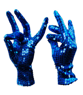 Guantes cortos 100% poliéster con lentejuelas, complementos de disfraz, carnaval, halloween, cosplay, fiestas, cumpleaños (Azul, adulto, talla única)