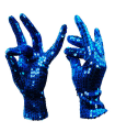 Guantes cortos 100% poliéster con lentejuelas, complementos de disfraz, carnaval, halloween, cosplay, fiestas, cumpleaños (Azul, adulto, talla única)