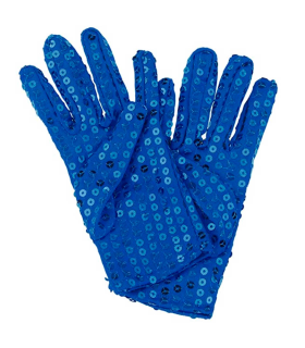 Guantes cortos 100% poliéster con lentejuelas, complementos de disfraz, carnaval, halloween, cosplay, fiestas, cumpleaños (Azul, adulto, talla única)